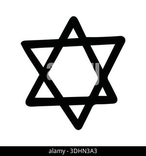 Hand Drawn Six-Pointed Star of David Icon Jewish Symbol Stock Vector