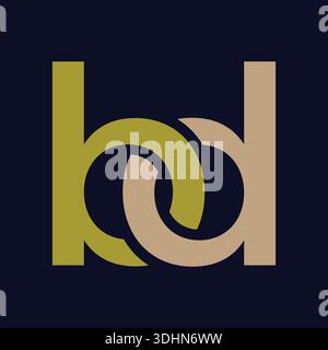Modern and clean letter BD icon with minimal geometric style, suitable for startup identity, app UI, web interface, digital media, corporate projects, Stock Vector