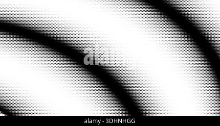 Geometric vector illustration featuring diagonal halftone dot gradients and fluid waves Stock Vector