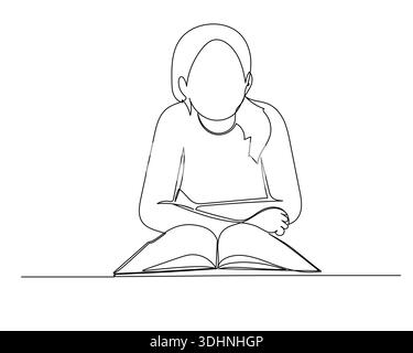 Continuous line drawing features four individuals engaged in a collaborative session, with one person actively working on a laptop while another point Stock Vector