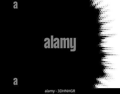 Abstract vertical transition from solid black to white using a scattered halftone dot pattern Stock Vector
