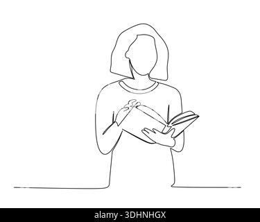Minimalist one line drawing depicts an individual with headphones focused on a laptop, symbolizing remote work or online learning The simple black and Stock Vector