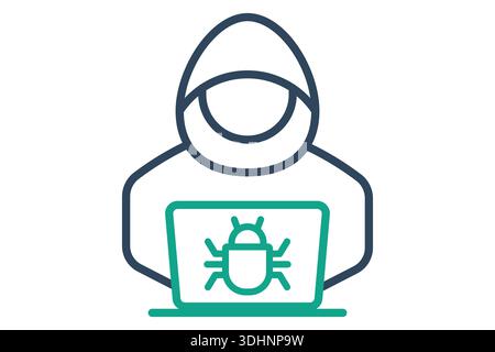 Cyber crime icon. line icon style. icon related to technology. IT support elements vector illustration Stock Vector