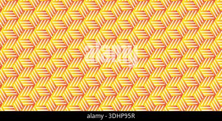 Yellow geometric cube illusion pattern tile Stock Vector