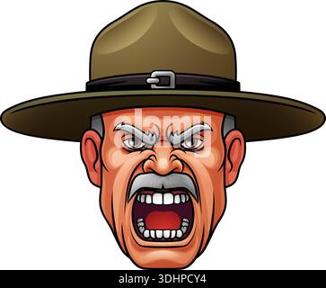 Angry cartoon drill sergeant screaming in anger Stock Vector Image ...