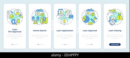 The mortgage process onboarding mobile app screen Stock Vector