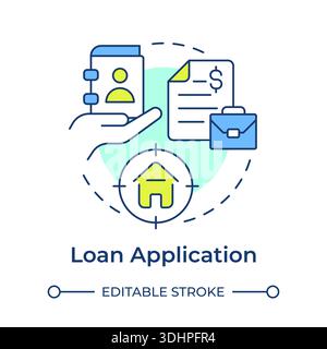 Loan application multi color concept icon Stock Vector