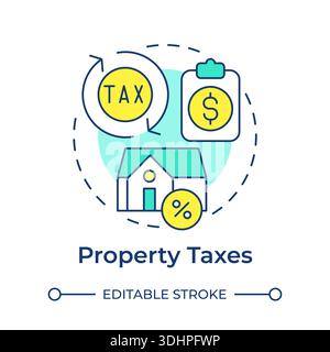 Property taxes multi color concept icon Stock Vector