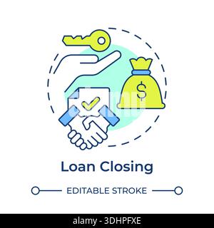Loan closing multi color concept icon Stock Vector