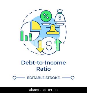 Debt-to-income ratio multi color concept icon Stock Vector