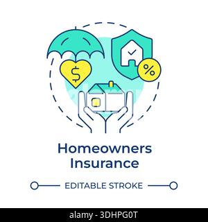 Homeowners insurance multi color concept icon Stock Vector