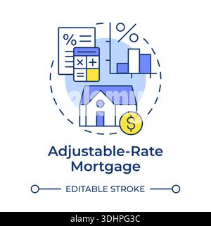 Adjustable-rate mortgage multi color concept icon Stock Vector