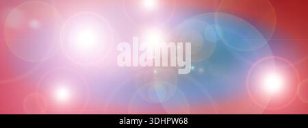 Long banner, gradient. Blurred red blue background with len flare effect. Stock Photo