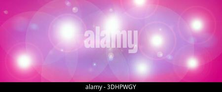 Long banner, gradient. Blurred crimson color lilac background with len flare effect. Stock Photo