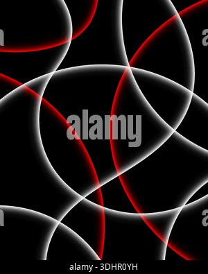 abstract glowing red and white curves on black background with dynamic light trails and futuristic motion design for modern technology Stock Vector