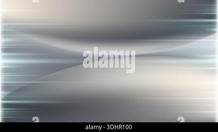 futuristic silver metallic background featuring smooth curves and glowing motion lines for high tech corporate presentations or modern digital website Stock Vector