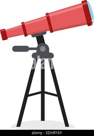 Telescope icon in flat style. Spyglass vector illustration on isolated background. Space learning sign business concept. Stock Vector