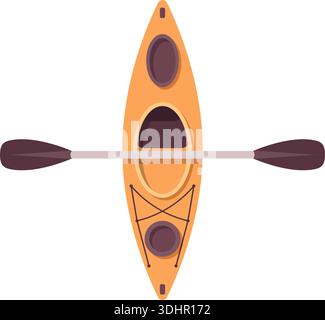 Canoe with paddle icon in flat style. Kayak boat vector illustration on isolated background. Rafting sign business concept. Stock Vector