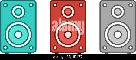 Speaker sound system icon in flat style. Loudspeaker vector illustration on isolated background. Music subwoofer sign business concept. Stock Vector