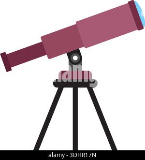 Telescope icon in flat style. Spyglass vector illustration on isolated background. Space learning sign business concept. Stock Vector