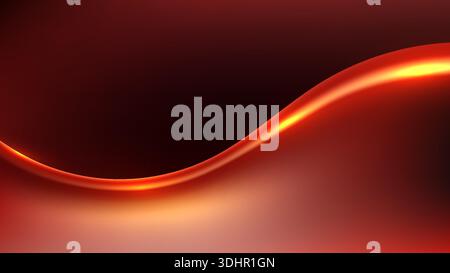 Abstract liquid wave background with glowing red and orange metallic flow on dark backdrop for luxury corporate branding and modern digital art wallpa Stock Vector