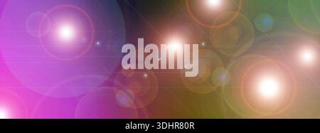 Long banner, gradient. Blurred blue purple orange background with len flare effect. Stock Photo