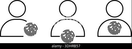 Biometric User Identification Icon Set Fingerprint Authentication and Personal Security Vector Illustration Stock Vector