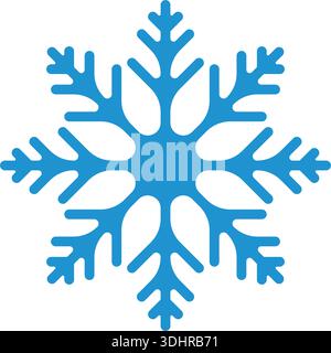 Blue Snowflake Vector Icon Simple Winter Snow Crystal Illustration for Christmas and Holiday Design Stock Vector