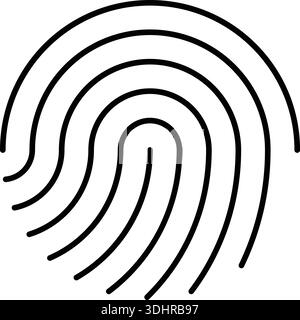 Fingerprint Scan Icon Line Art for Biometric Identity Verification and Digital Security Stock Vector