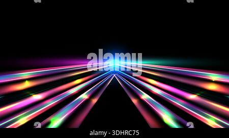 Abstract digital energy streaks and vibrant glowing lines in perspective creating a sense of fast movement and cyber connectivity for modern design Stock Vector