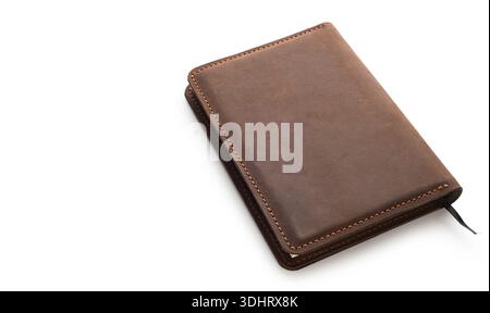 notebook in a brown cover on a white isolated background Stock Photo