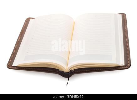 open notebook on white isolated background Stock Photo