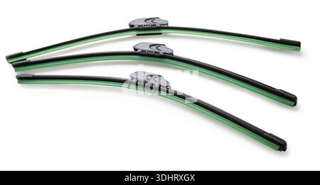 car windshield wipers on a white isolated background Stock Photo