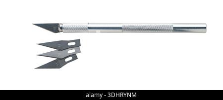 Close-up of a stationery scalpel on a white isolated background Stock Photo