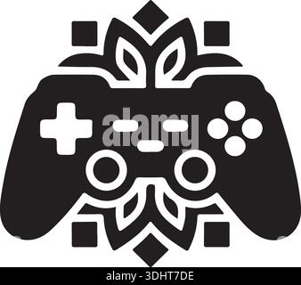 Gamepad Silhouette with Abstract Mandala Pattern Vector Stock Vector