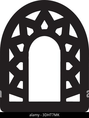 Arch Window Silhouette with Geometric Mosaic Pattern Vector Stock Vector