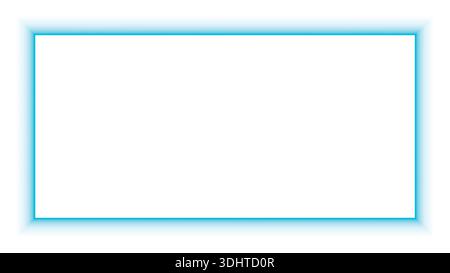 Neon Blue Glowing Rectangle Frame Futuristic Digital Border Element on Dark Background Stock Vector