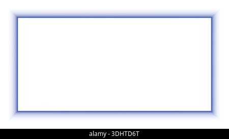 Glowing Blue Rectangular Frame Element on Black Background Stock Vector