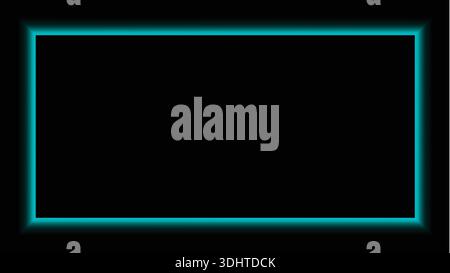 Glowing Cyan Rectangle Frame on Black Background for Design Stock Vector