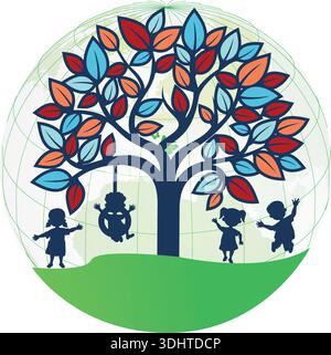 modern tree plan logo design simple learn logo design excersize logo Stock Vector