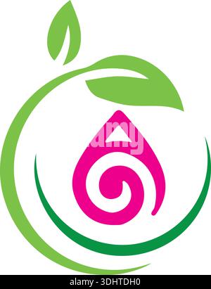 circle leaf green logo design Stock Vector