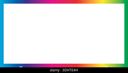 Rainbow Gradient Rectangle Frame on Black Background Stock Vector