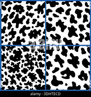 Cattle or cow fur seamless patterns for fabric, clothing textile. Cute Hand drawn design with repeatable elements Stock Vector