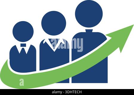 Business Growth Icon 3 human icon logo design Stock Vector