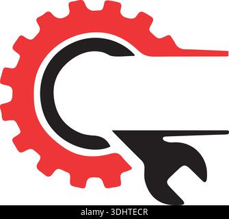 Gear vector logo design with letter G concept wrench Stock Vector
