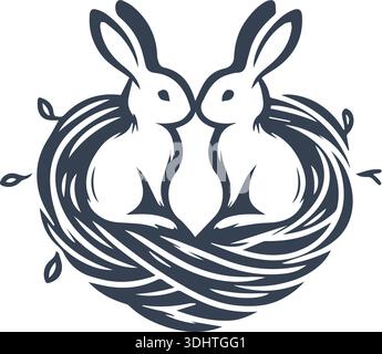simple rabbit logo design template bunny character vector mascot design template Stock Vector
