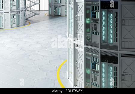 Huge server towers data center concept Stock Photo