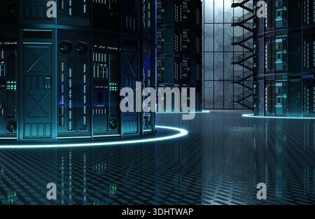 Huge server towers data center concept Stock Photo