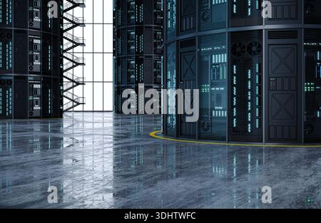 Huge server towers data center concept Stock Photo