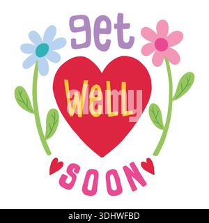 Get Well Soon word lettering art design.  Vector design illustration for web, t-shirt design, other graphic design use Stock Vector